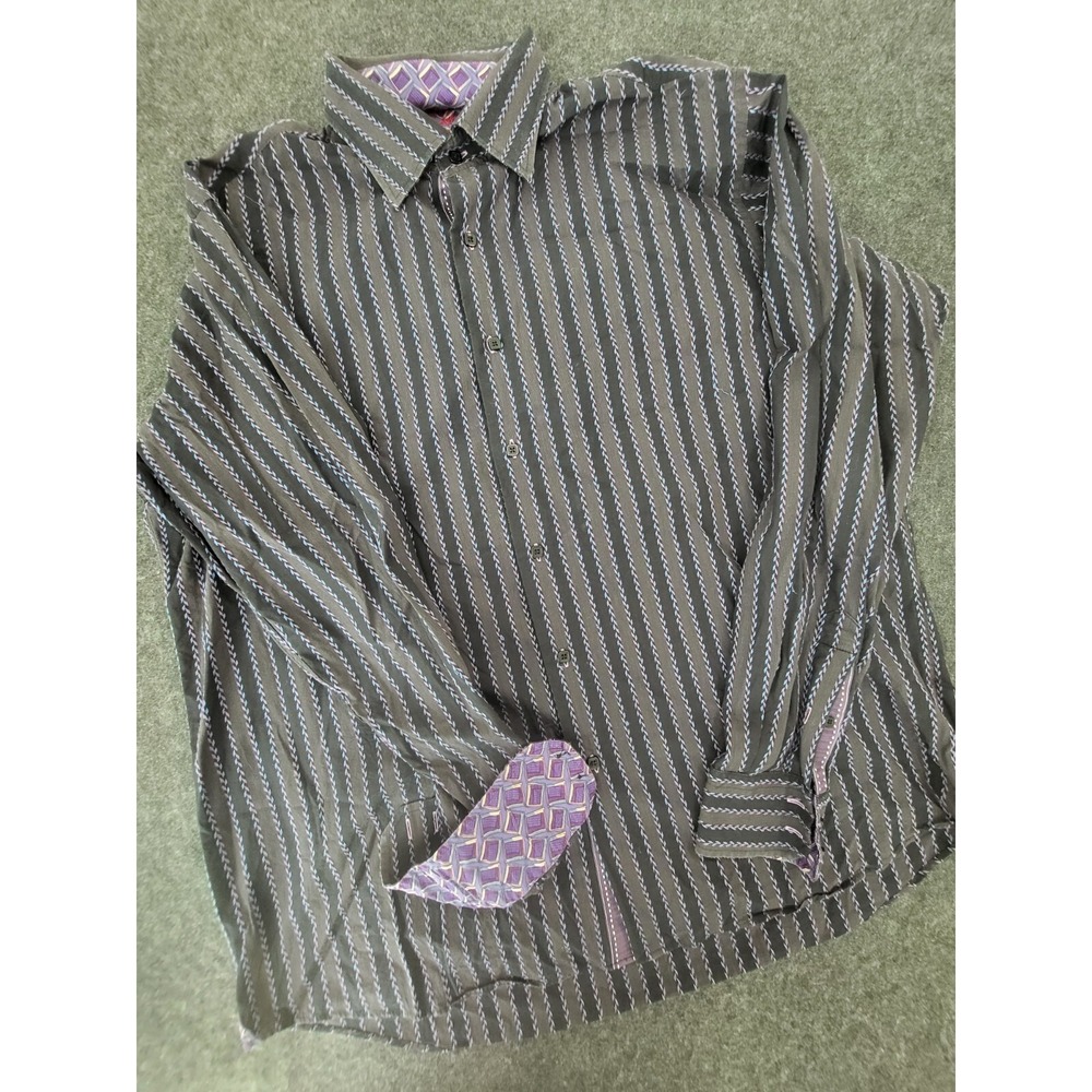 Luchiano Visconti Shirt Mens XL Flip Cuff Button Up Party Black Italy